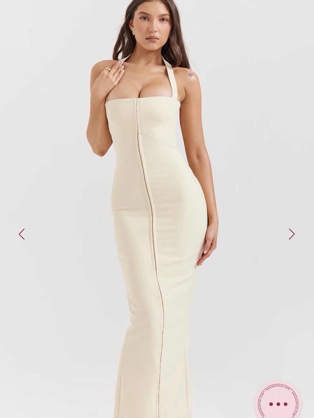 House of CB Cream Halter-Neck Maxi Dress Mia - NWOT